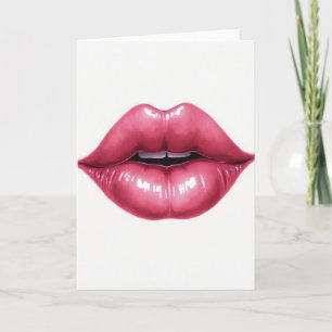 Enkla rosa läppar Kiss-kort Kort