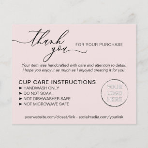 Enkla Rosa Tumbler Kopp Care Instructions Flygblad
