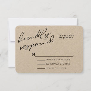 Enkla rustika kraftpapper RSVP-kort OSA Kort