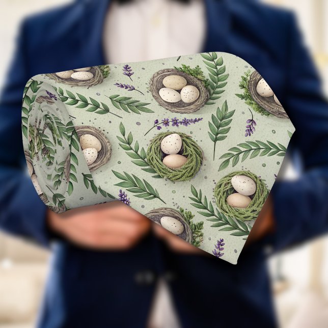 Enkla Sagegröna Påskägg Lavendel Bo Slips (Skapare uppladdad)
