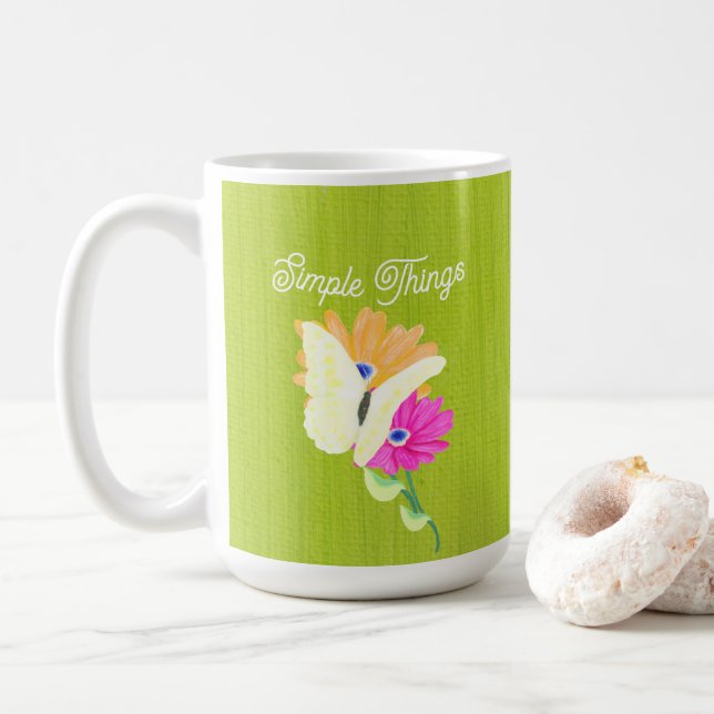'Enkla saker' Trädgård och fjärilar Kaffemugg (Med munk)