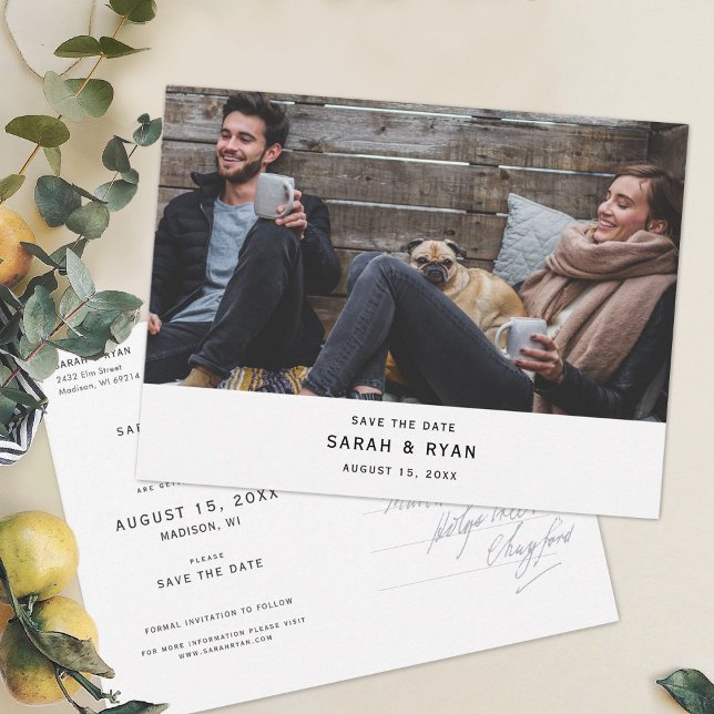 Enkla Save the Dates med horisontell foto Meddelande Vykort (Skapare uppladdad)