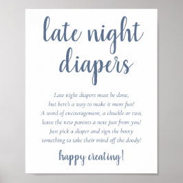Enkla sena nattblöjor | Blue Baby Shower Poster