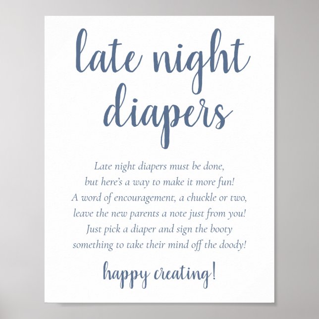 Enkla sena nattblöjor | Blue Baby Shower Poster (Framsidan)