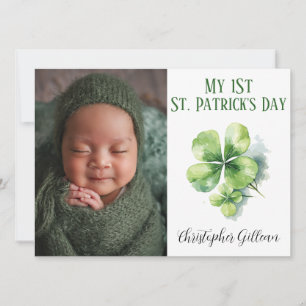 Enkla shamrock-bilder på bebis på första St. Patri Julkort
