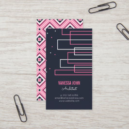 Enkla shock rosa för horisont | & marinblå visitkort