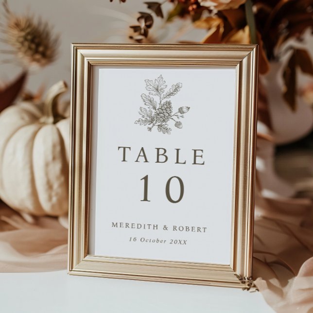 Enkla skådespelare och Pinecone Fall Wedding Bordsnummer (Skapare uppladdad)