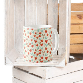 Enkla skandinaviska blommor och fåglar Mönster Kaffemugg