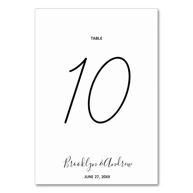 Enkla skript Bröllop Bordsnummer (Framsidan)