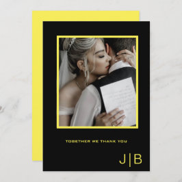 Enkla skript, svart och gult, minimalistisk bild tack kort