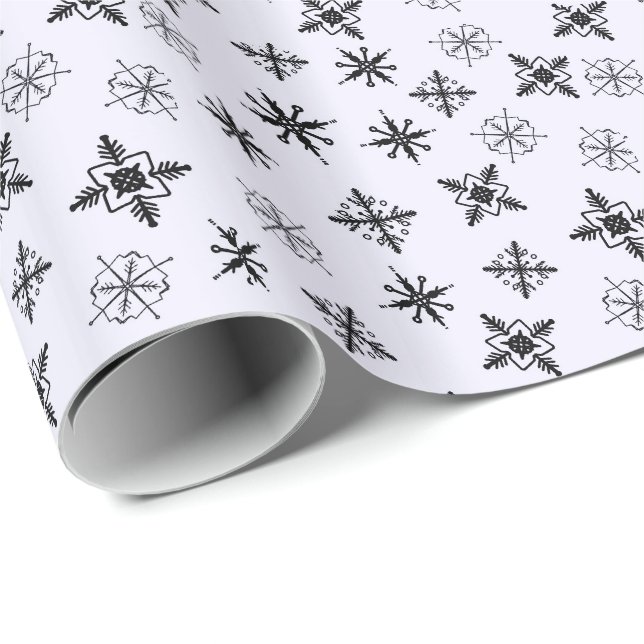 Enkla Snöflingor Jul Presentpapper (Rullad Hörn)