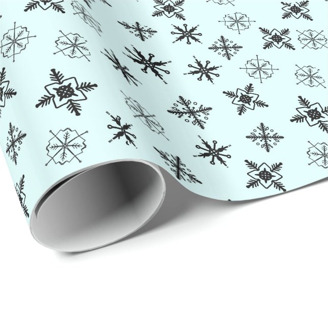 Enkla Snöflingor Jul Presentpapper (Rullad Hörn)