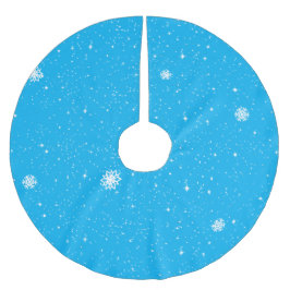 Enkla Snöflingor på BLÅ Julgransmatta Borstad Polyester