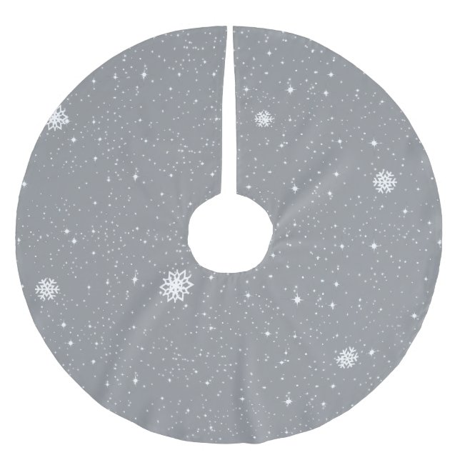 Enkla Snöflingor på GRÅ Julgransmatta Borstad Polyester (Framsidan)