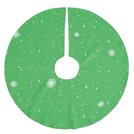 Enkla Snöflingor på LJUST GRÖN Julgransmatta Borstad Polyester