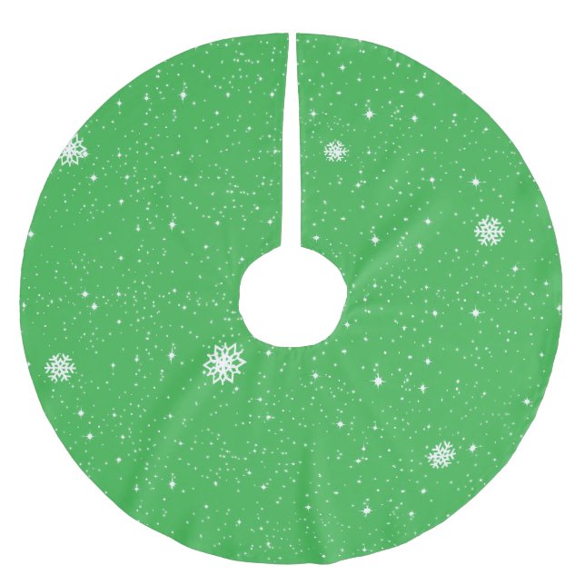 Enkla Snöflingor på LJUST GRÖN Julgransmatta Borstad Polyester (Framsidan)