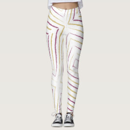 Enkla söta lila och gyllene ränder leggings