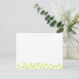 Enkla söta prickiga blommor blå gula personliga anteckningskort
