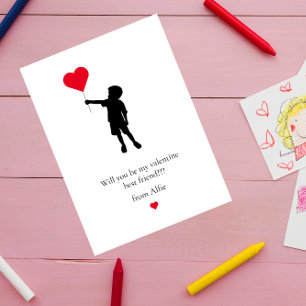 Enkla söta skolbarn moderna valentineser julkort