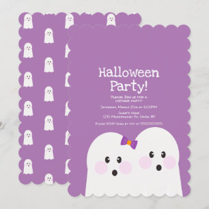 Enkla spökpar Halloween-fest rosa mönster Inbjudningar