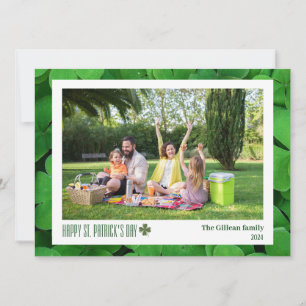 Enkla St. Patricks dag Shamrocks familjefoto Julkort
