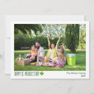 Enkla St. Patricks dag Shamrocks familjefoto Julkort