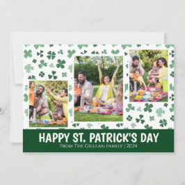 Enkla St. Patricks dag Shamrocks familjefoto Julkort