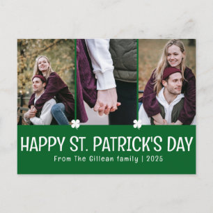 Enkla St. Patricks Day Shamrocks familj 3 foto Helg Vykort