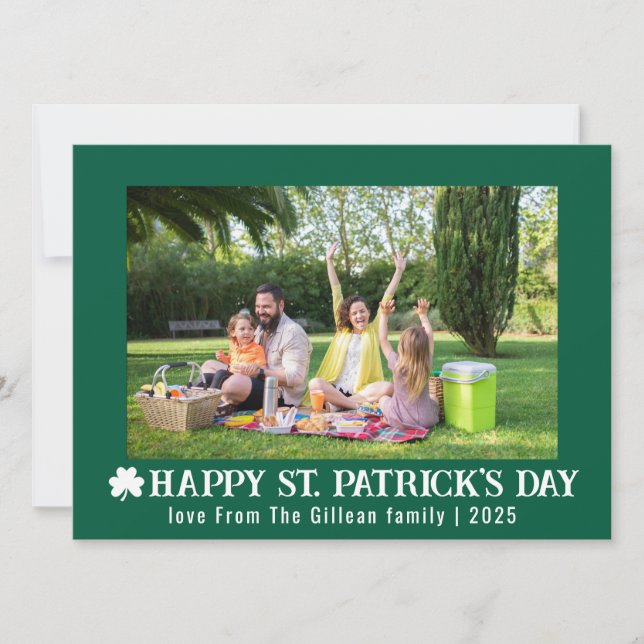 Enkla St. Patricks Day Shamrocks familjefoto Julkort (Framsida)