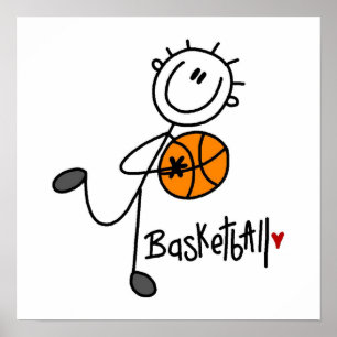 Enkla stick figurbasketT-tröja och gåvor Poster