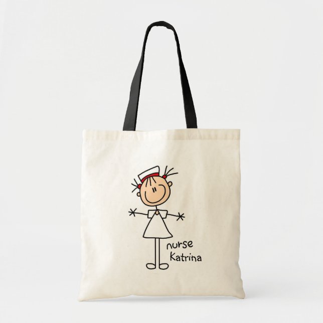 Enkla stick figursjuksköterskaTshirts och gåvor Tygkasse (Framsidan)
