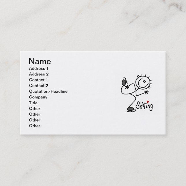 Enkla stick figurskridskoåkningT-tröja och gåvor Visitkort (Framsida)