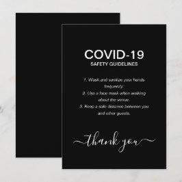 Enkla svart-vita Covid-säkerhetsriktlinjer för fes Tilläggskort