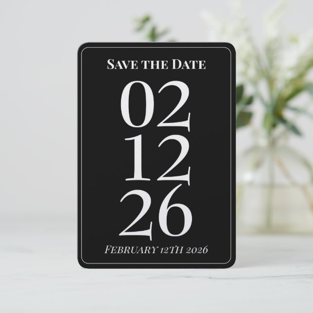 Enkla svarta bröllopskort för Save the Date Inbjudningar (Stående Fram)