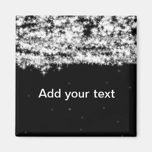 Enkla svarta glitterstjärnor lägg till din text c magnet