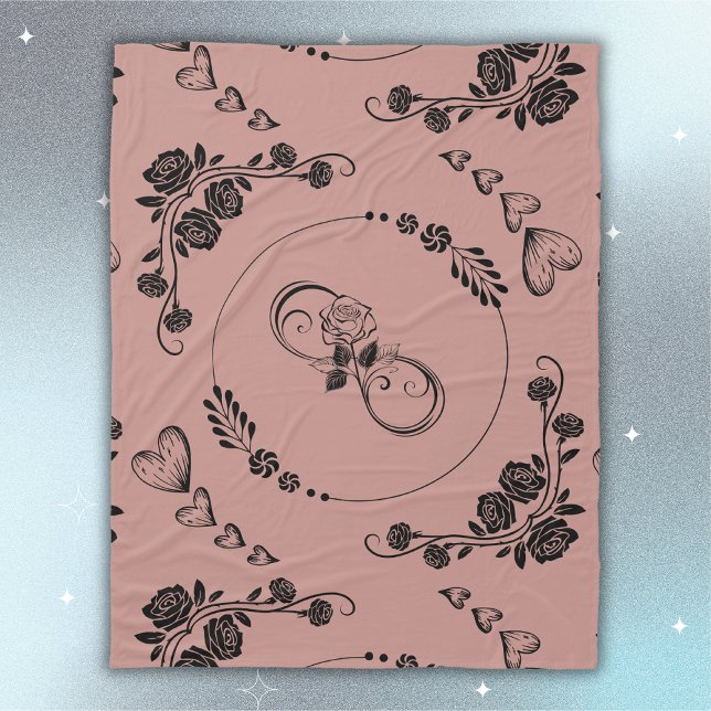 Enkla svarta hörn, Blommigt, oändlighet på plommon Fleecefilt (Skapare uppladdad)