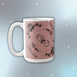 Enkla svarta hörn, Blommigt, oändlighet på plommon Kaffemugg