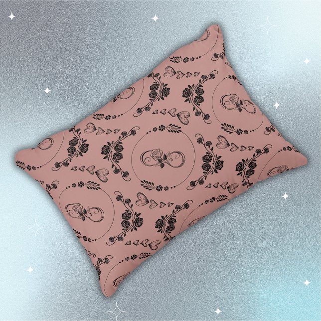 Enkla svarta hörn, Blommigt, oändlighet på plommon Prydnadskudde (Skapare uppladdad)