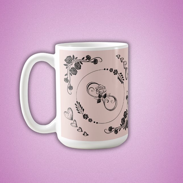 Enkla svarta hörn, Blommigt, Oändlighet på Rosa | Kaffemugg (Skapare uppladdad)
