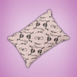 Enkla svarta hörn, Blommigt, Oändlighet på Rosa | Prydnadskudde