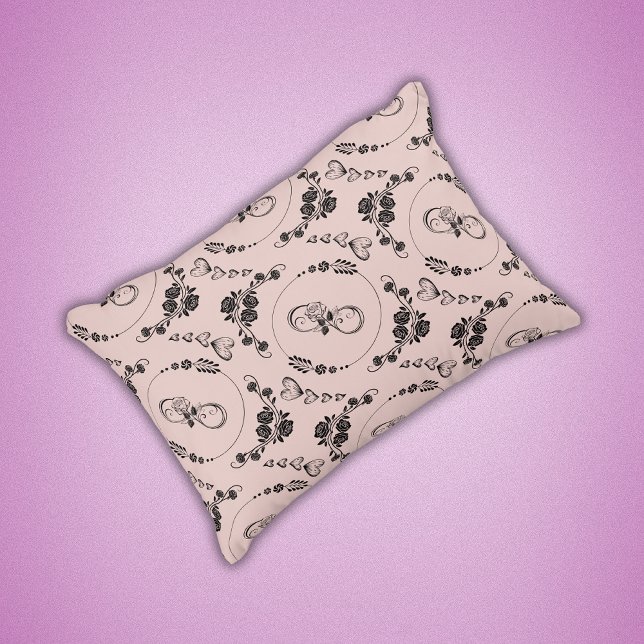 Enkla svarta hörn, Blommigt, Oändlighet på Rosa | Prydnadskudde (Skapare uppladdad)