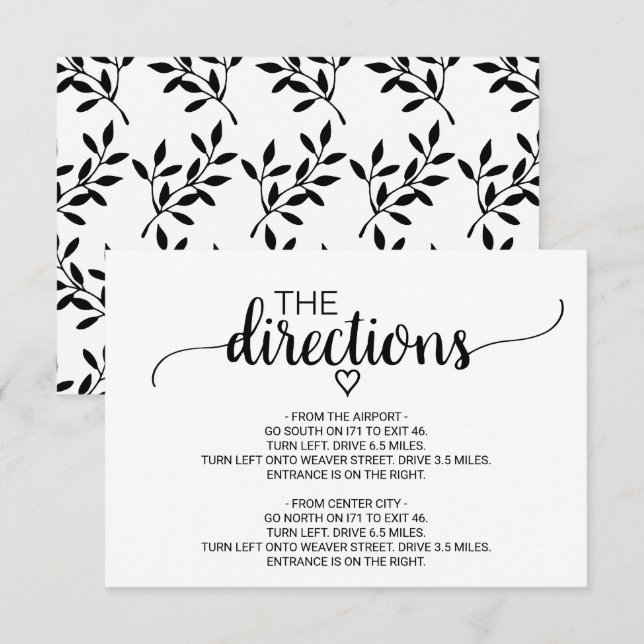 Enkla svarta kalligrafriktningar Infoga Tilläggskort (Fram/baksida)