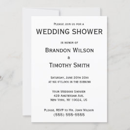 Enkla svarta och vita gay bröllopsfestinladningar inbjudningar