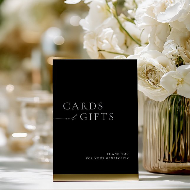 Enkla svarta och vita kort och Bröllop-tecken (Simple Black & White Cards & Gifts Wedding Sign)