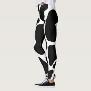 Enkla svarta och vita stora kopunkter Djurtryck Leggings