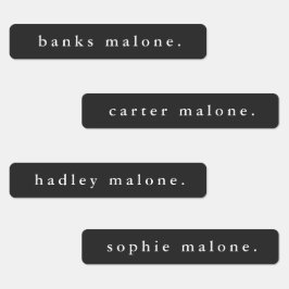 Enkla svarta och vita vattentåliga namn etiketter