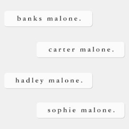 Enkla svarta och vita vattentäta namn klistermärke