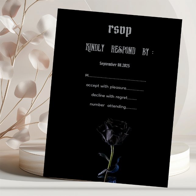Enkla svarta rosor gotisk RSVP Inbjudningar (Skapare uppladdad)