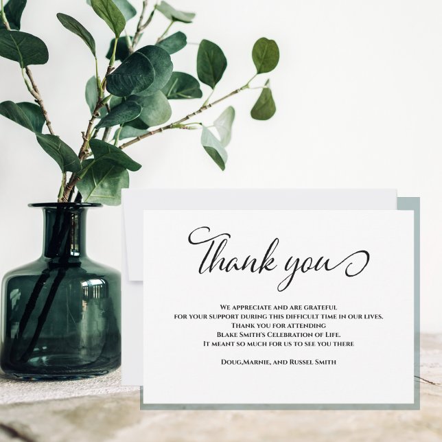 Enkla tack för medverkan vid begravning/visning av kort (Modern Elegant Thank You Card)