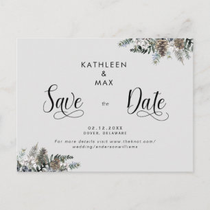 Enkla Tallkottar Bröllop Save the Date Meddelande Vykort